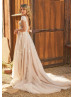 Cap Sleeves Lace Tulle V Back Stunning Wedding Dress